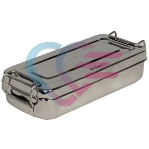 Četvrtasta inox posuda za instrumente sa zatvaračem dimenzija 18x8x4 cm