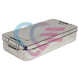 Inox kutija s ručkom, za sterilizaciju, dimenzija 30x15x6 cm