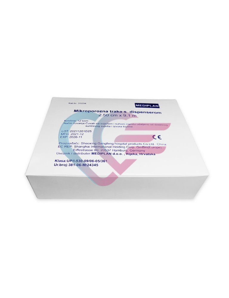 Flaster mikroporozni 2,5 cm x 9,1 m, dispenzer