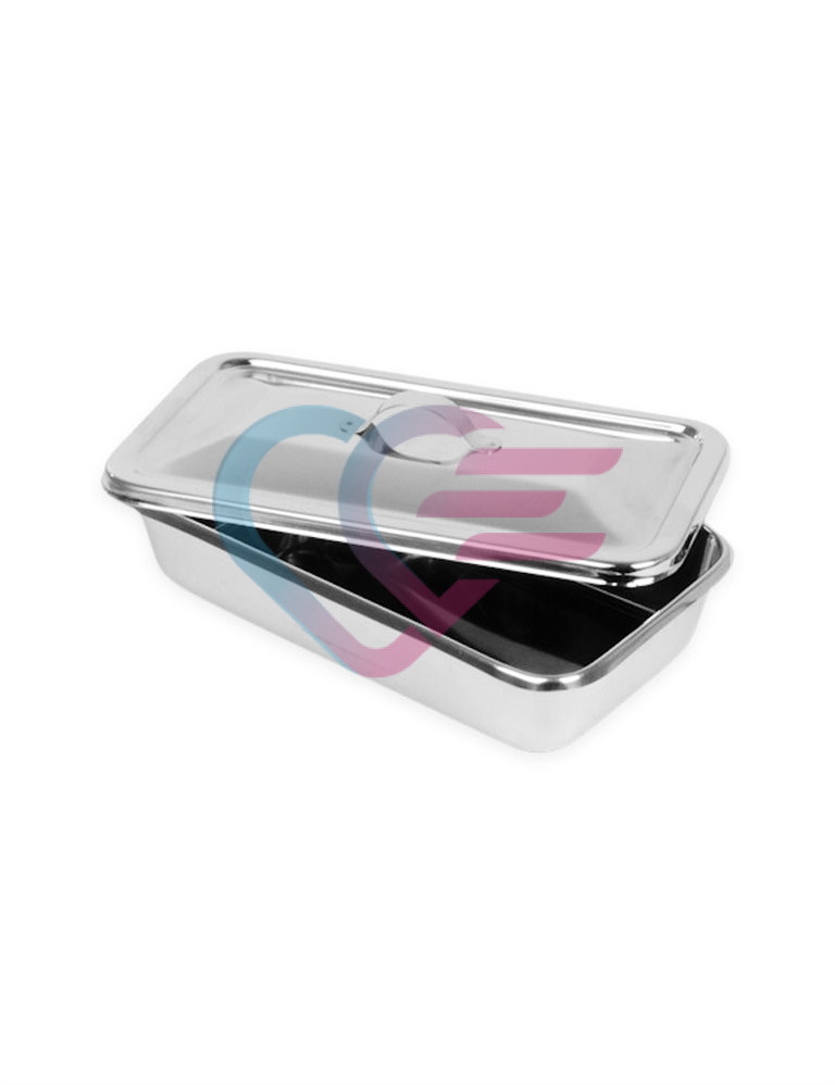 Posuda za instrumente s poklopcem, inox, 223 x 126 x 46 mm