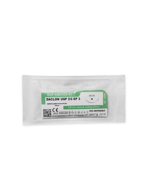 Kirurški konac Daclon Nylon monofil 45 cm, USP 2/0, igla 3/8, cir. cut 24 mm