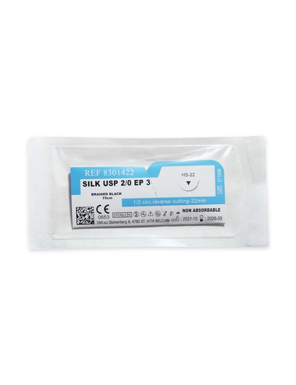 Konac silk black 75 cm, 2/0 igla 1/2, 22 mm